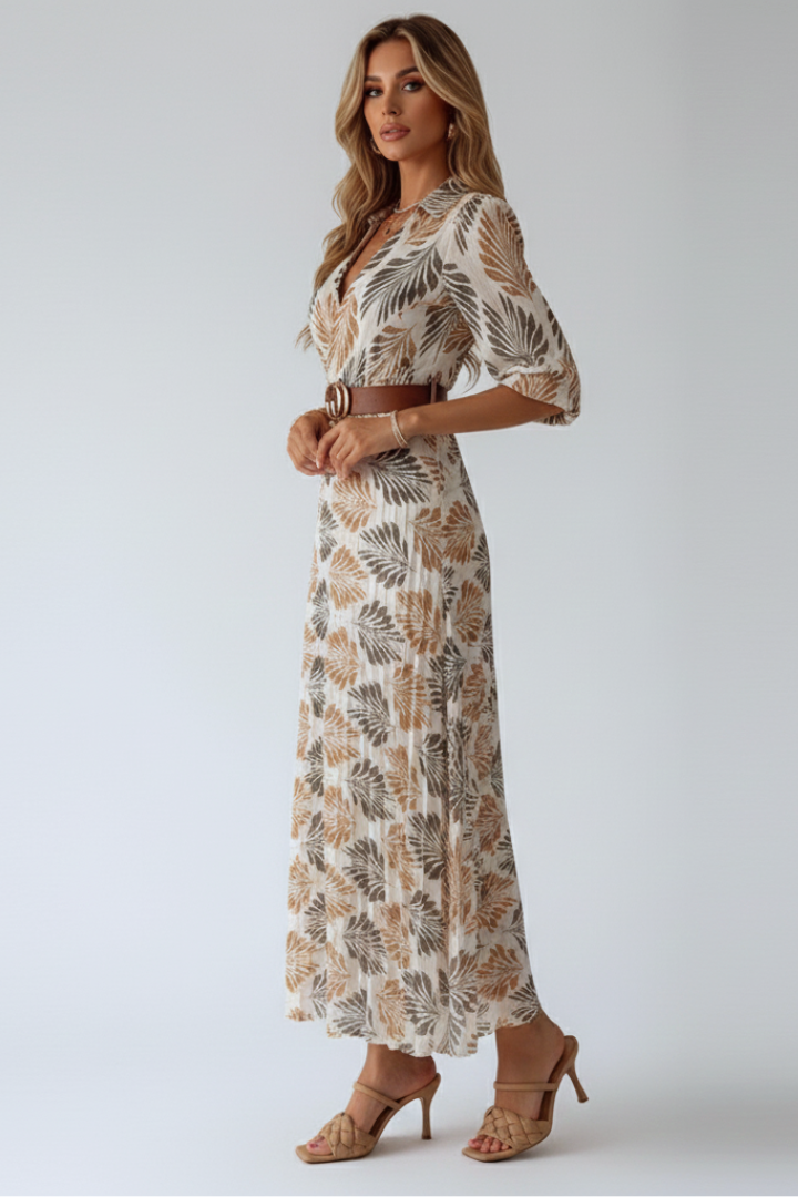 Kinsley | Blumen-Maxikleid Kurzarm