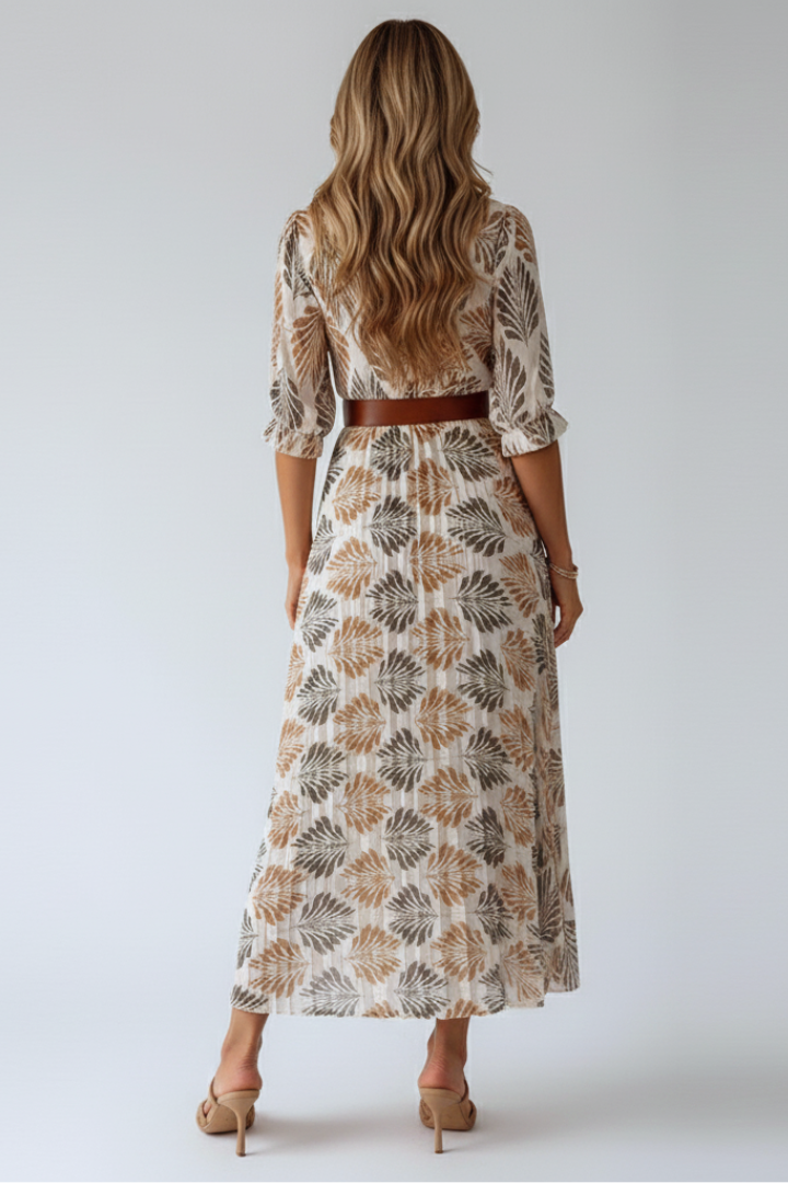 Kinsley | Blumen-Maxikleid Kurzarm