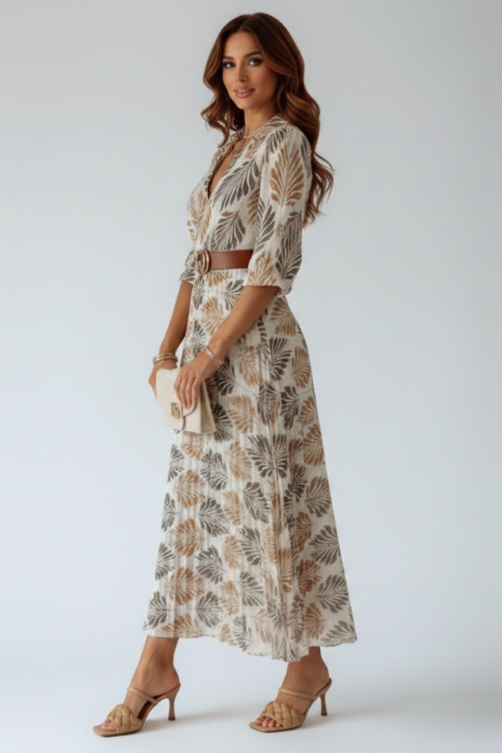 Kinsley | Blumen-Maxikleid Kurzarm