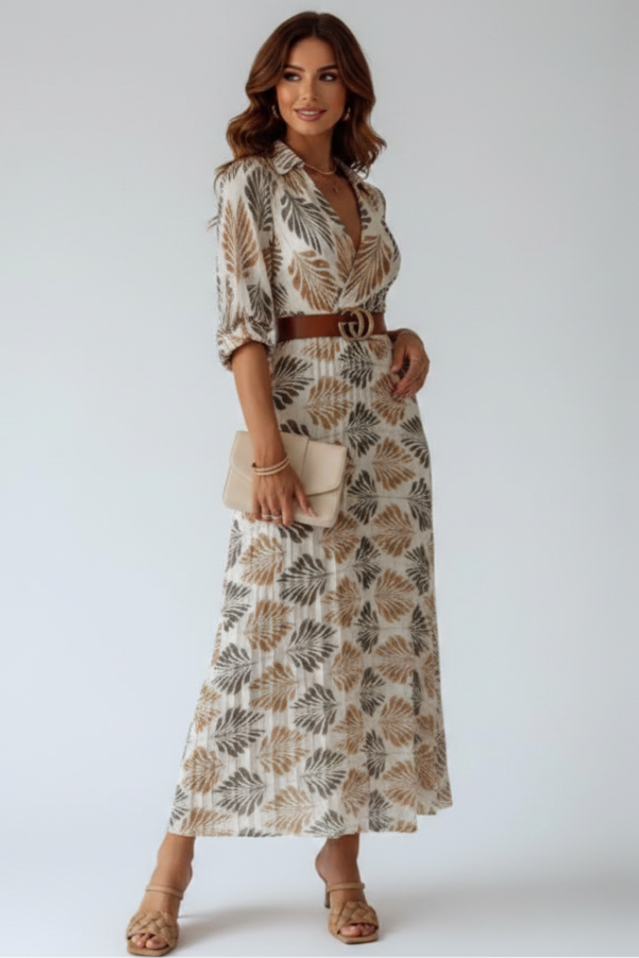 Kinsley | Blumen-Maxikleid Kurzarm