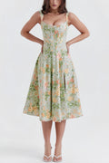 Janice | Blumenmuster Midi-Kleid