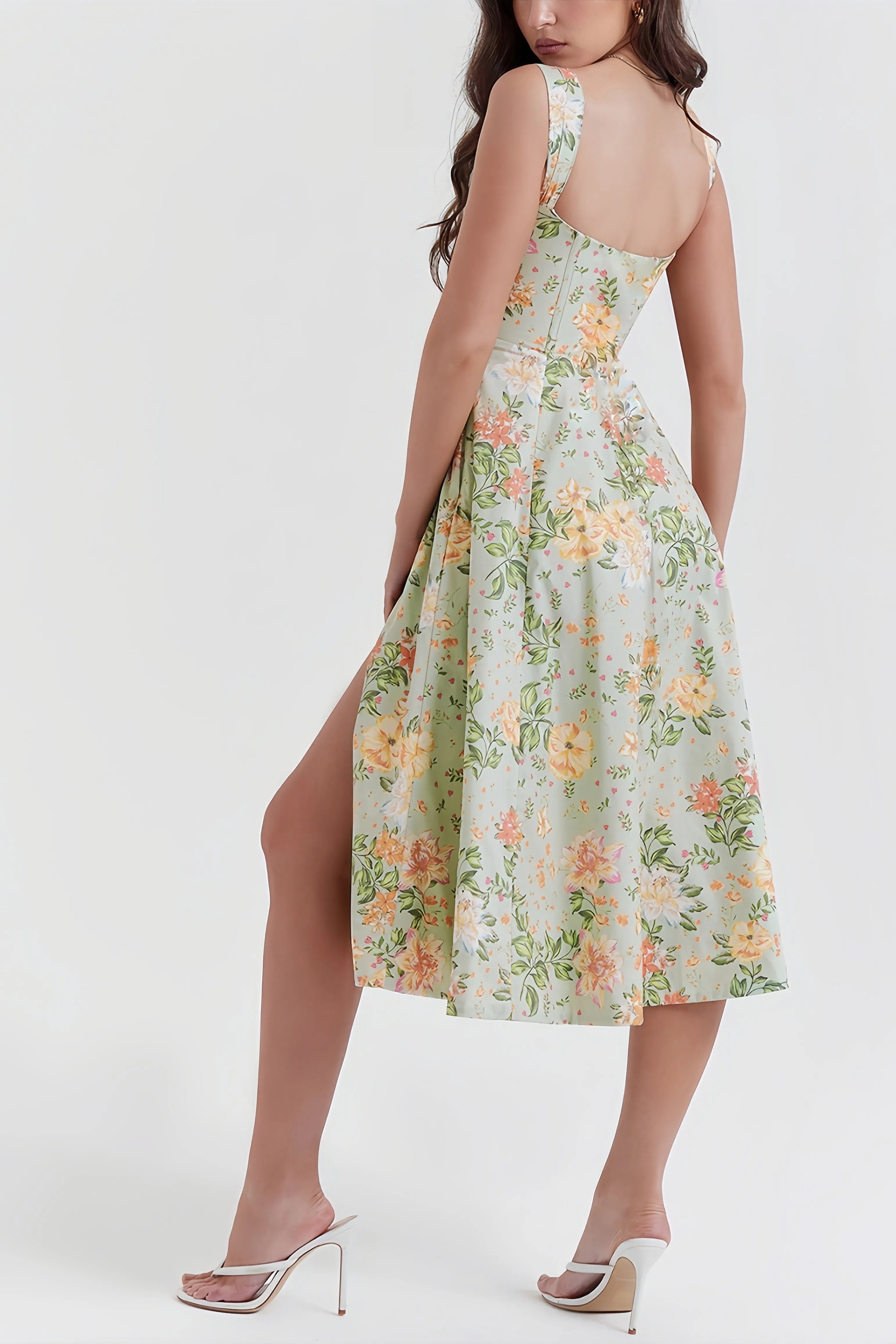 Janice | Blumenmuster Midi-Kleid