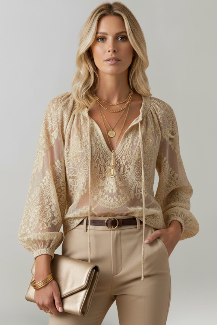 Nerisse | Transparente Häkel-Bluse