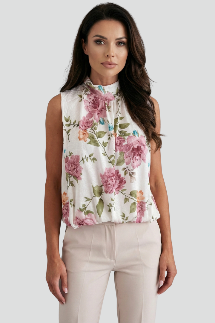 Ormira | Ärmellose Blumen-Bluse