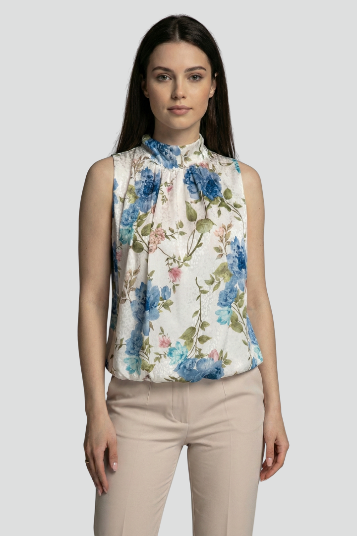 Ormira | Ärmellose Blumen-Bluse