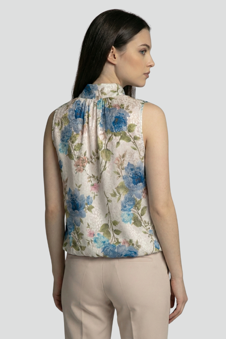 Ormira | Ärmellose Blumen-Bluse