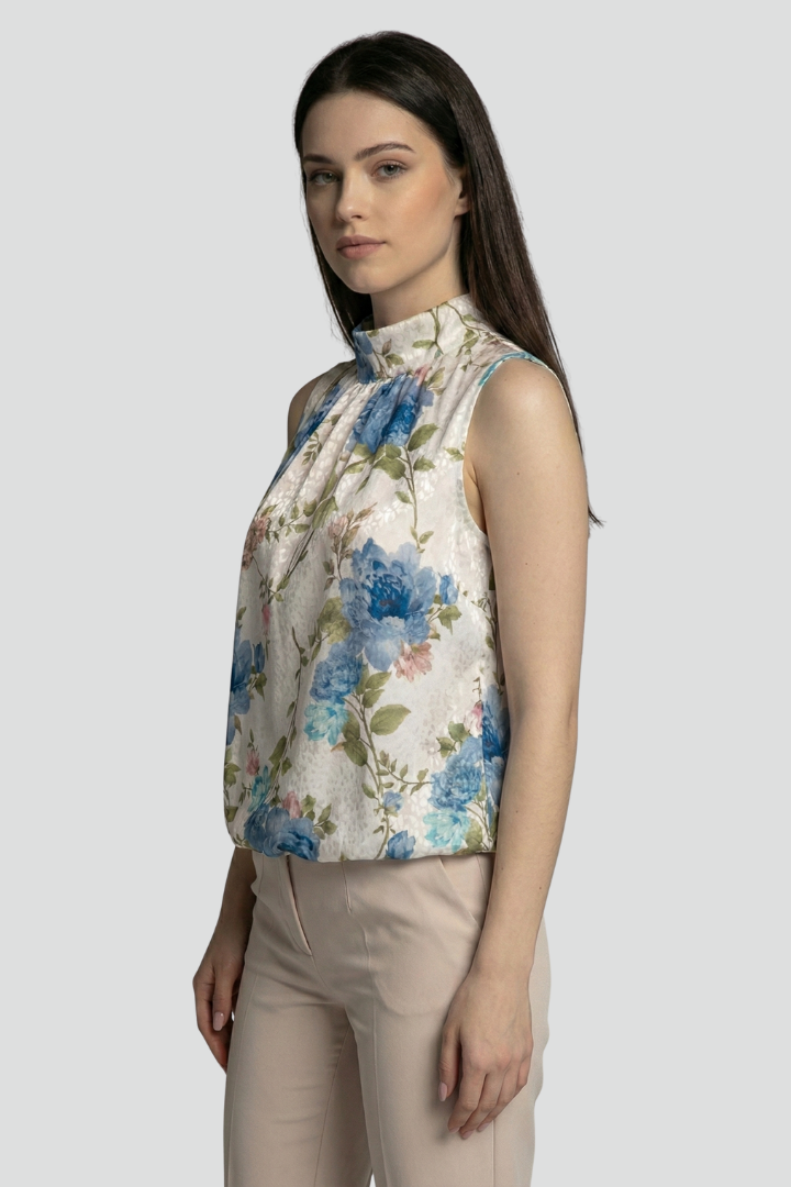 Ormira | Ärmellose Blumen-Bluse