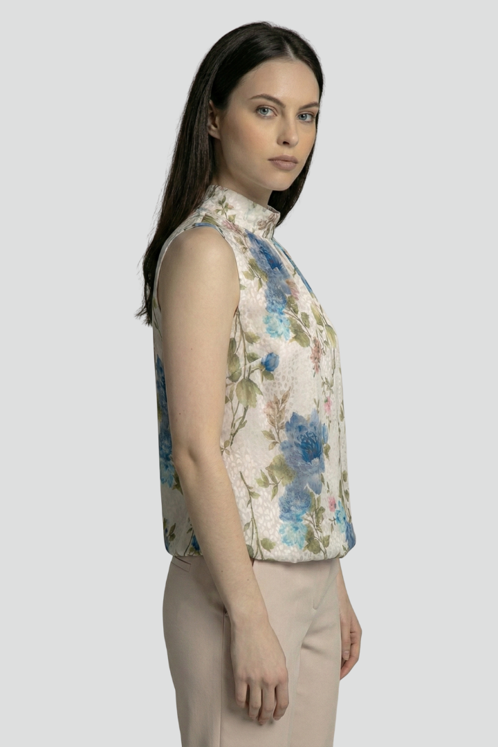 Ormira | Ärmellose Blumen-Bluse