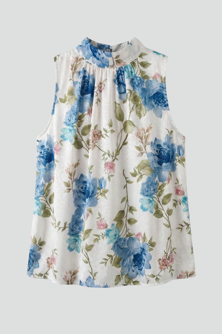 Ormira | Ärmellose Blumen-Bluse
