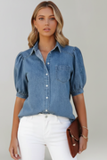 Orvessa | Denim-Bluse mit Puffärmeln