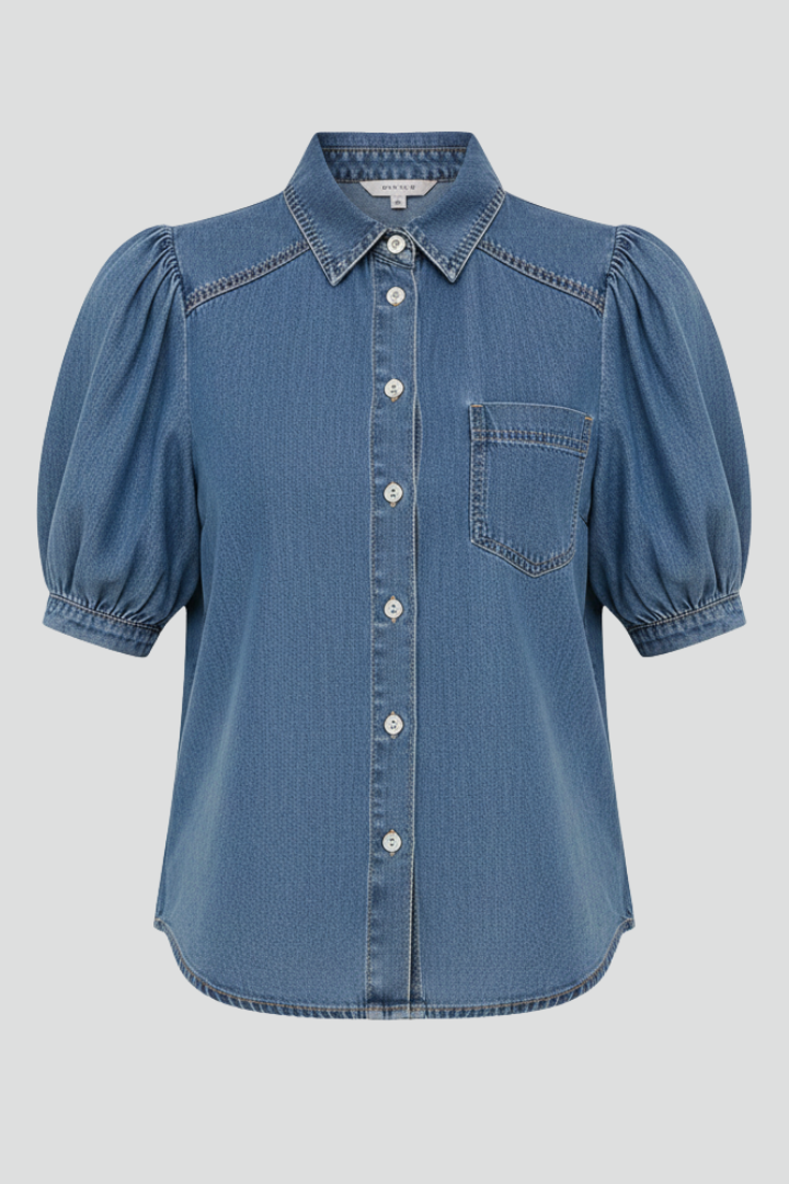 Orvessa | Denim-Bluse mit Puffärmeln