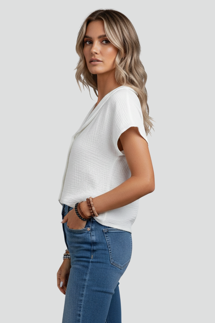 Romina | Kurzarm-Knopfbluse