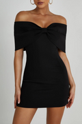 Eliana | Elegantes Schwarzes Off-Shoulder Mini Kleid