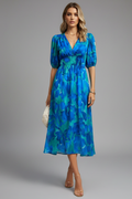 Sorelia | Blumen-Midikleid Puffärmel