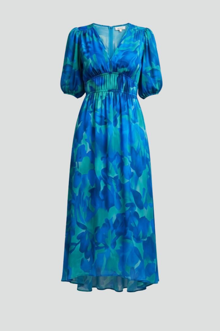 Sorelia | Blumen-Midikleid Puffärmel
