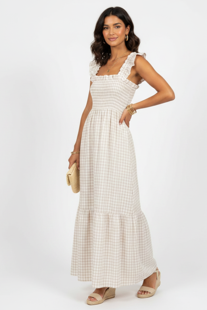 Valeska | Karo-Maxikleid