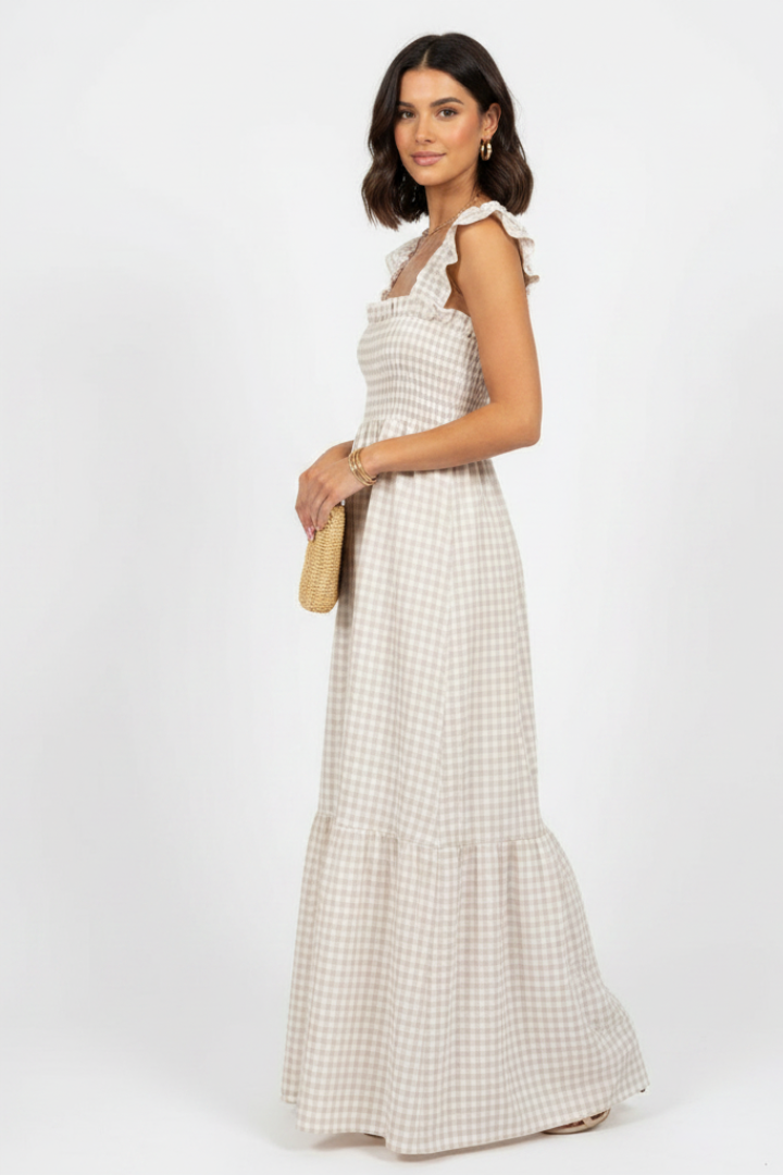 Valeska | Karo-Maxikleid