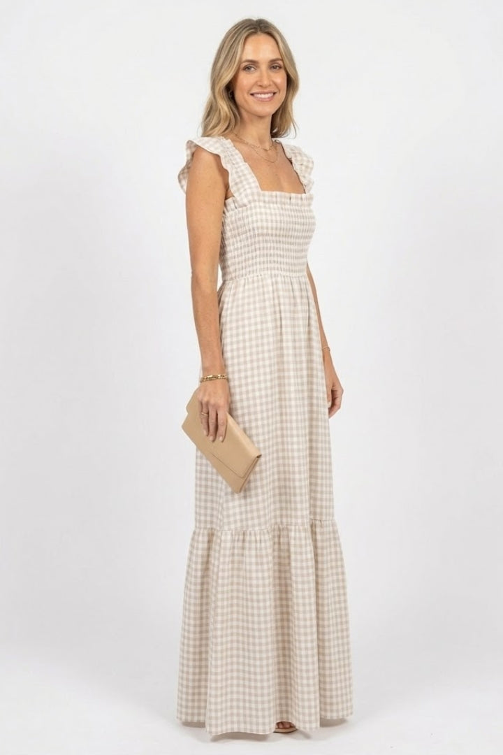 Valeska | Karo-Maxikleid