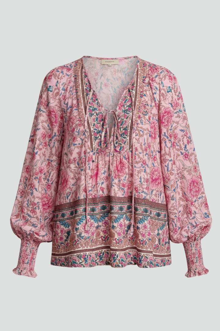 Zinnia | Boho Blumen-Bluse