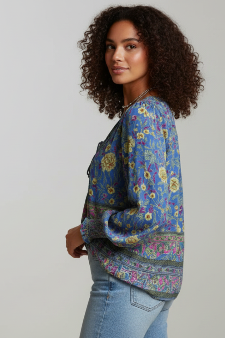 Zinnia | Boho Blumen-Bluse