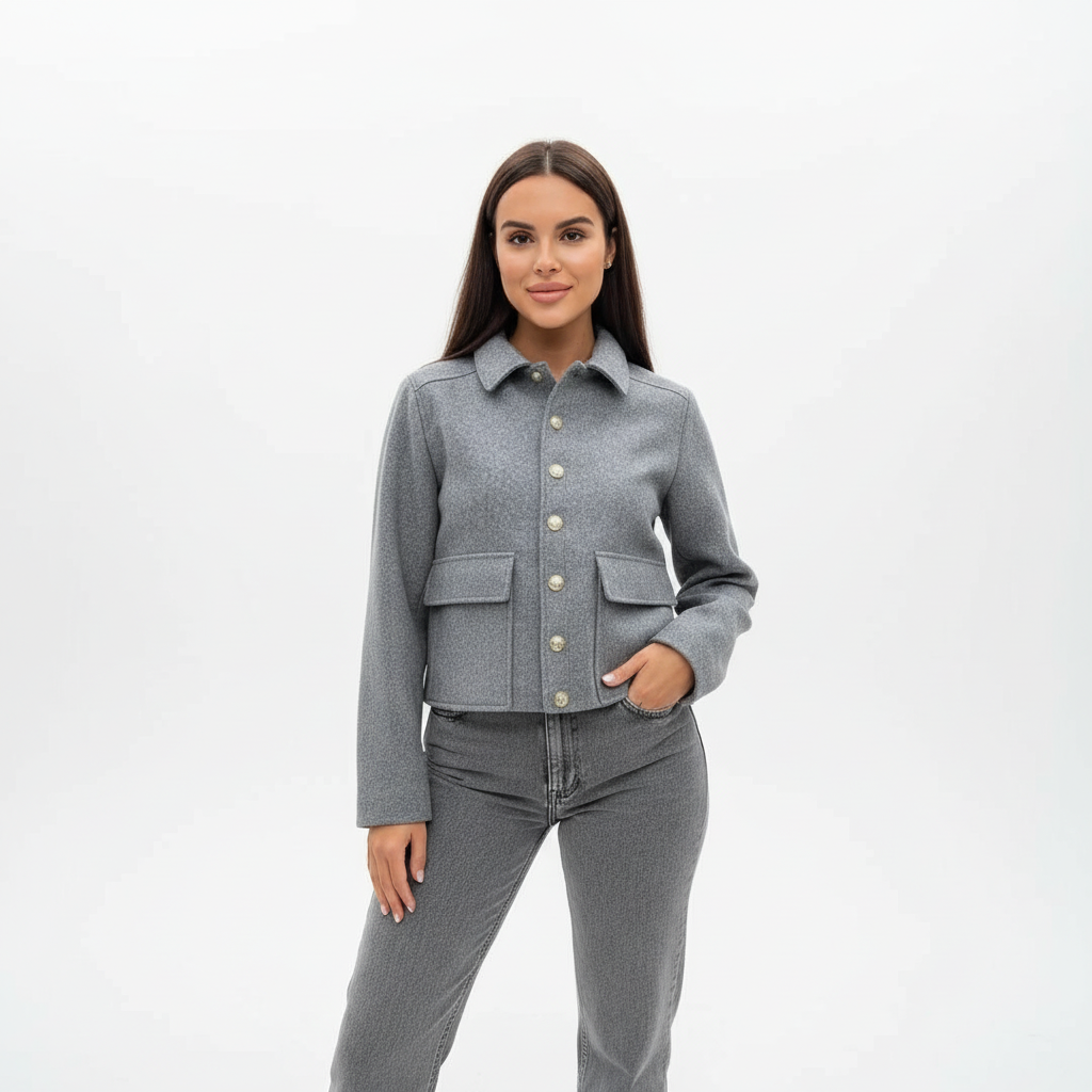 Claire | Kurzes Wollmix-Jackett mit Knopfverschluss