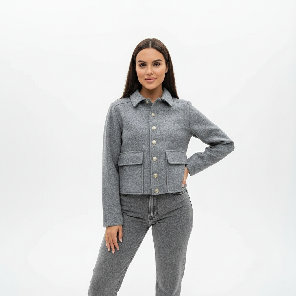 Claire | Kurzes Wollmix-Jackett mit Knopfverschluss