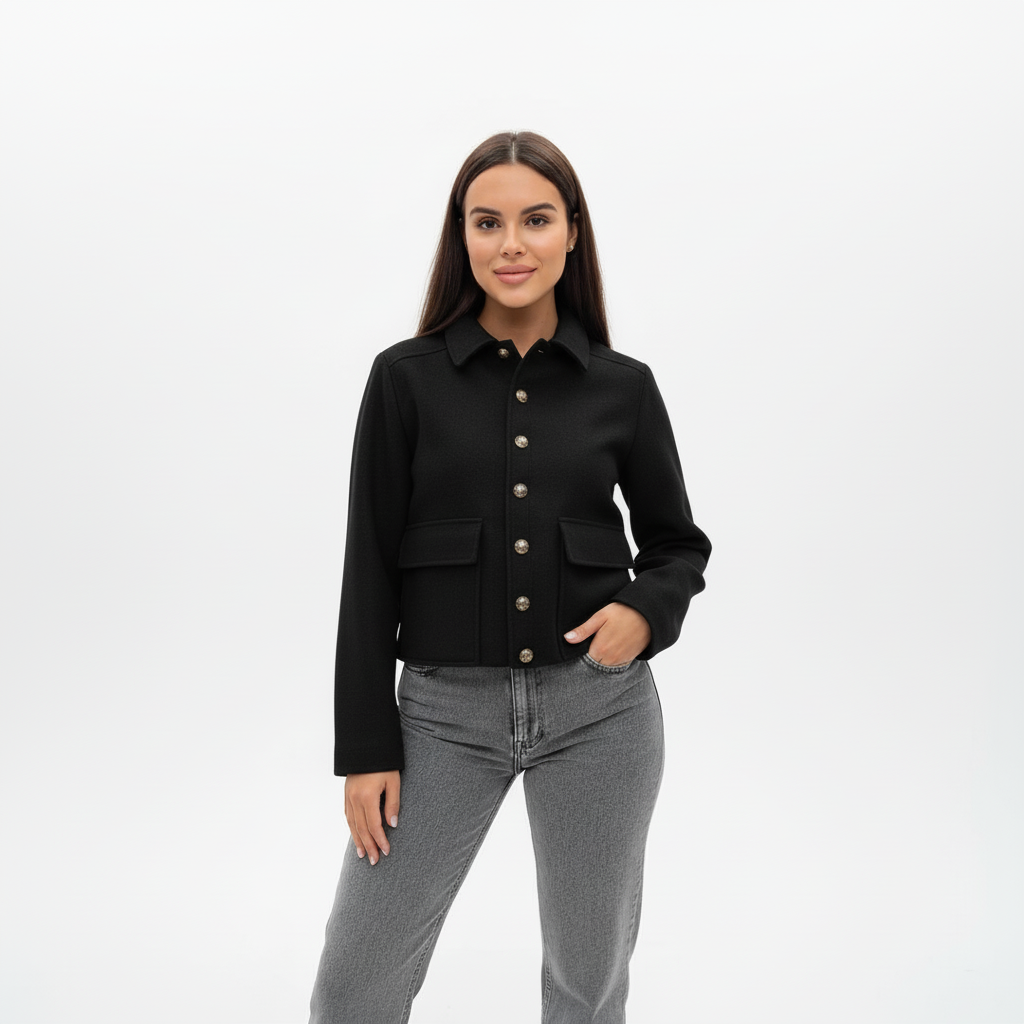 Claire | Kurzes Wollmix-Jackett mit Knopfverschluss