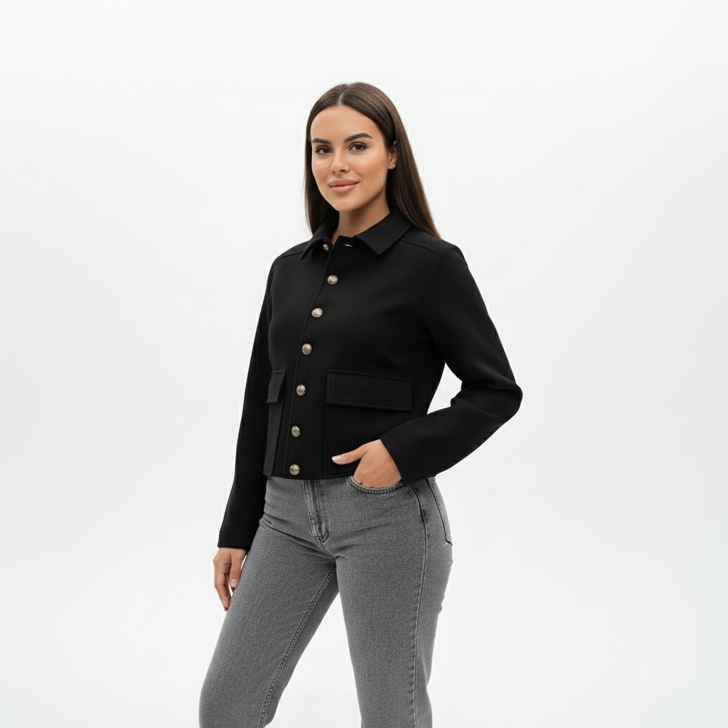 Claire | Kurzes Wollmix-Jackett mit Knopfverschluss