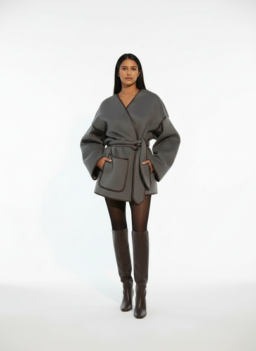 Elise | Wollmantel mit Taillengürtel
