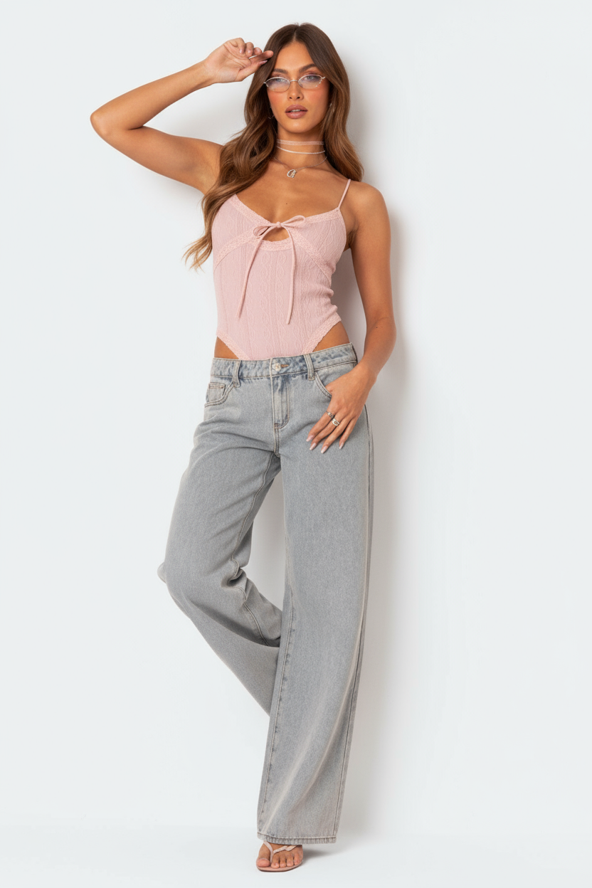 Faye | Weite Jeans mit Schleifenakzent