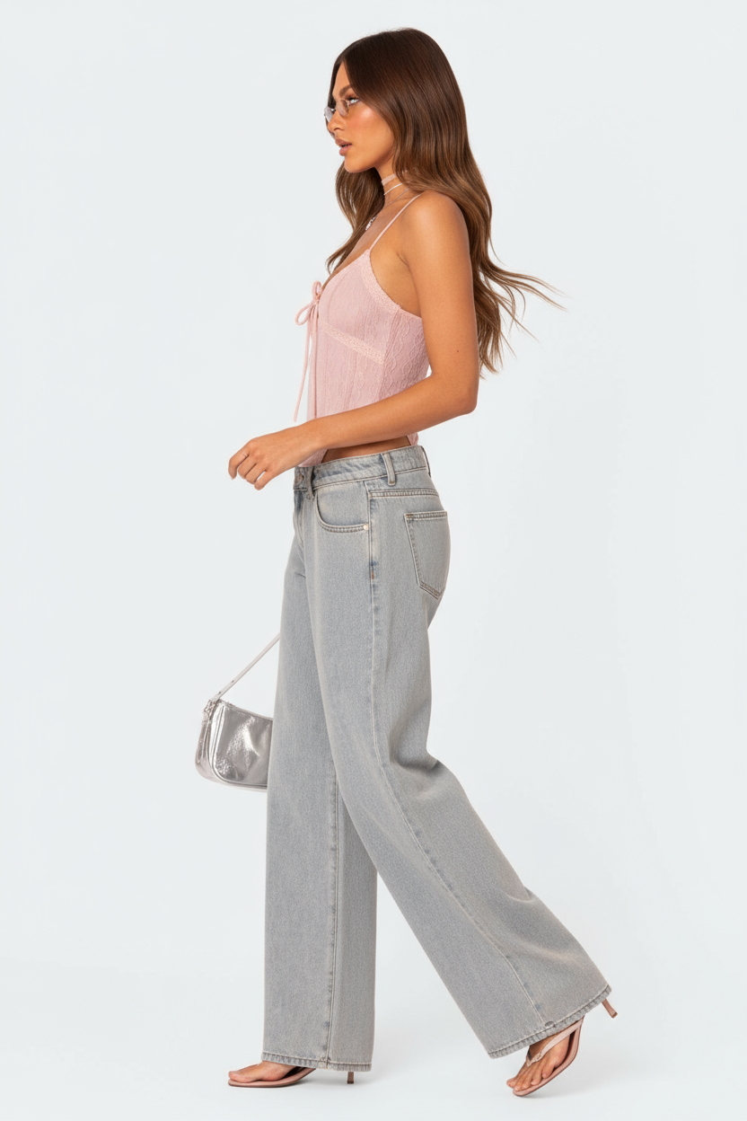 Faye | Weite Jeans mit Schleifenakzent