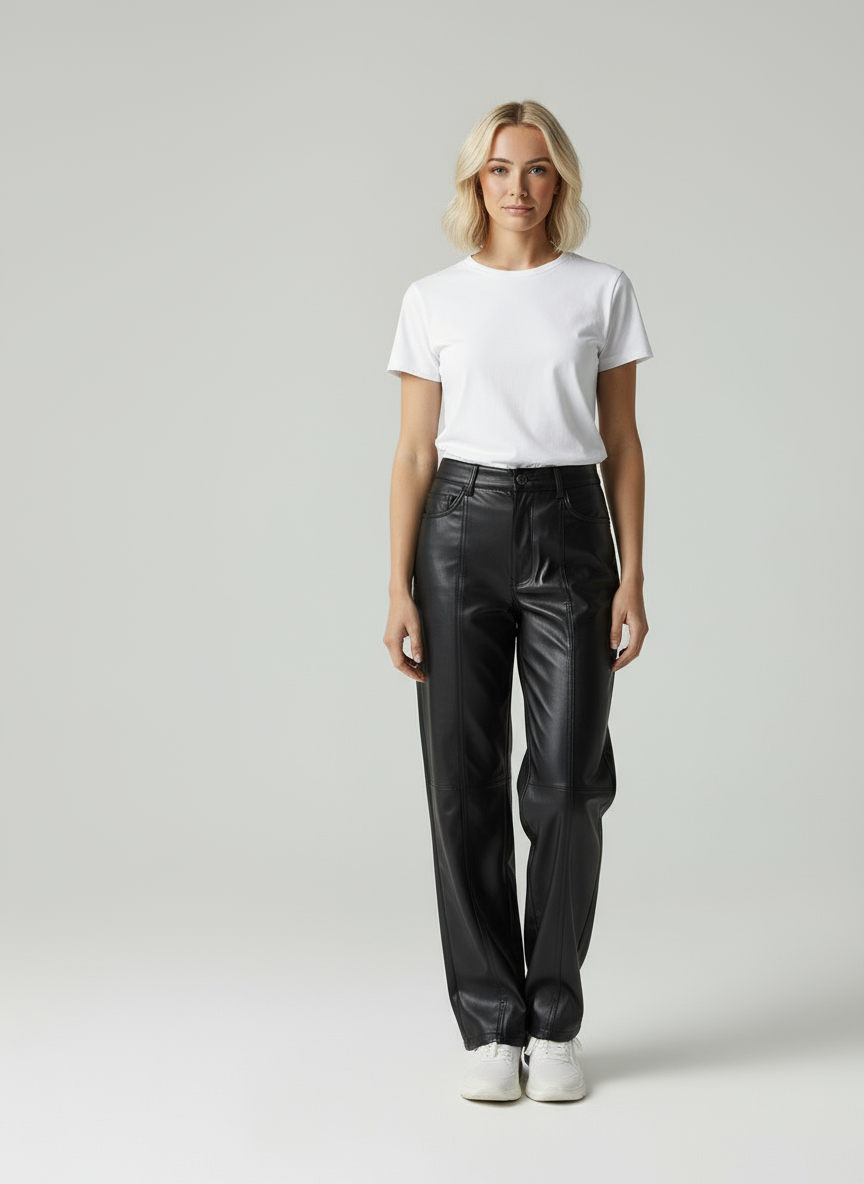 Fleur | Gerade Passform Vegane Lederhose für Damen