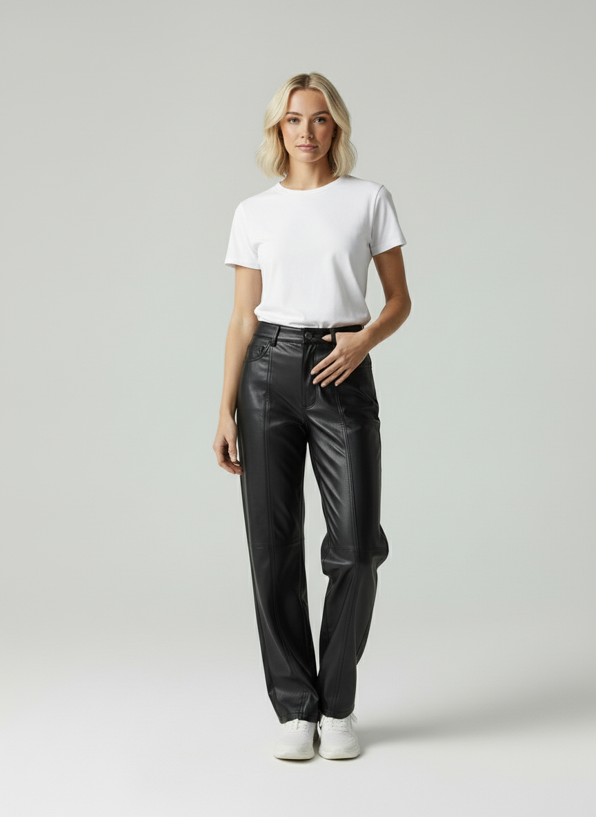 Fleur | Gerade Passform Vegane Lederhose für Damen