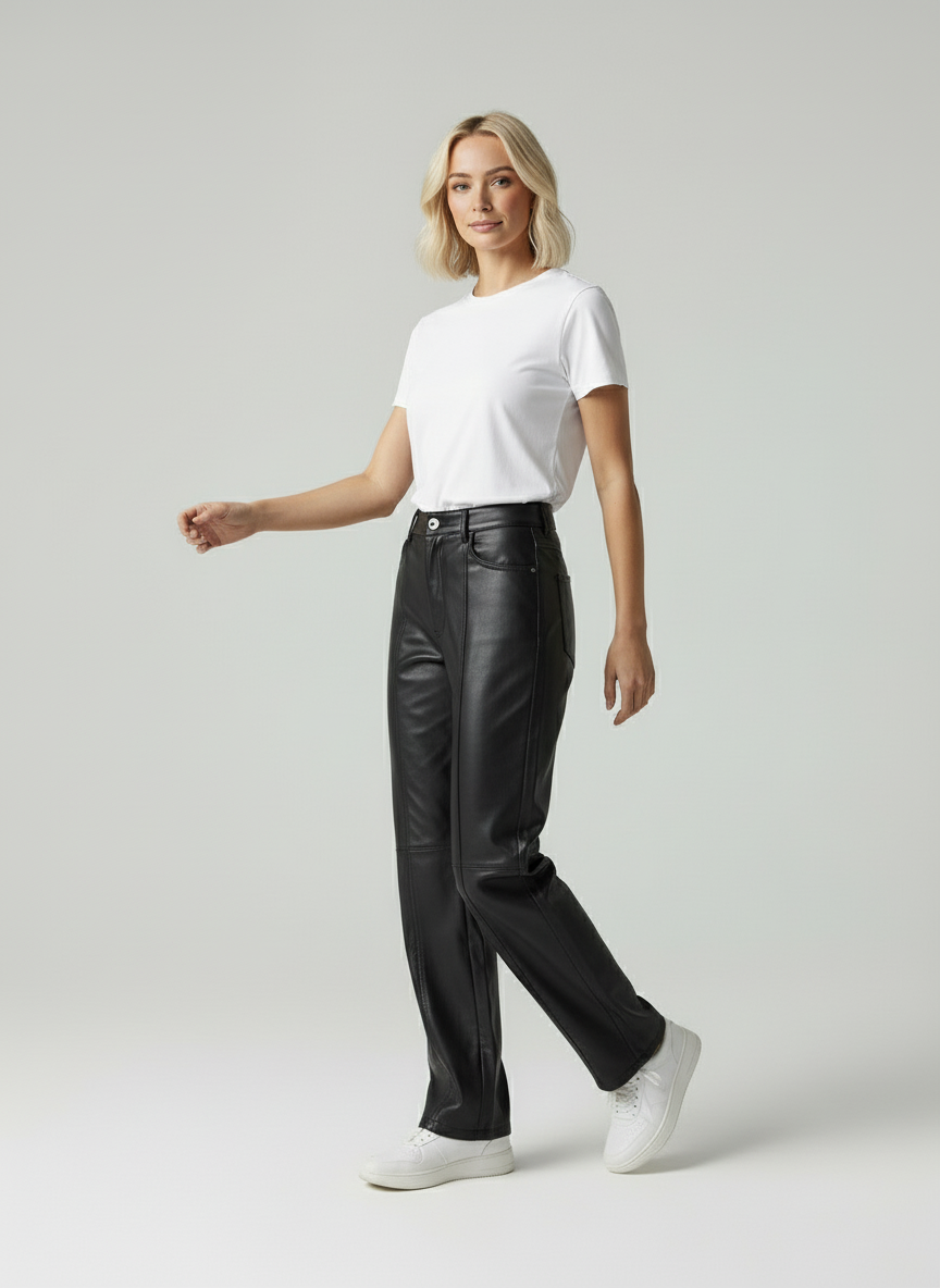 Fleur | Gerade Passform Vegane Lederhose für Damen
