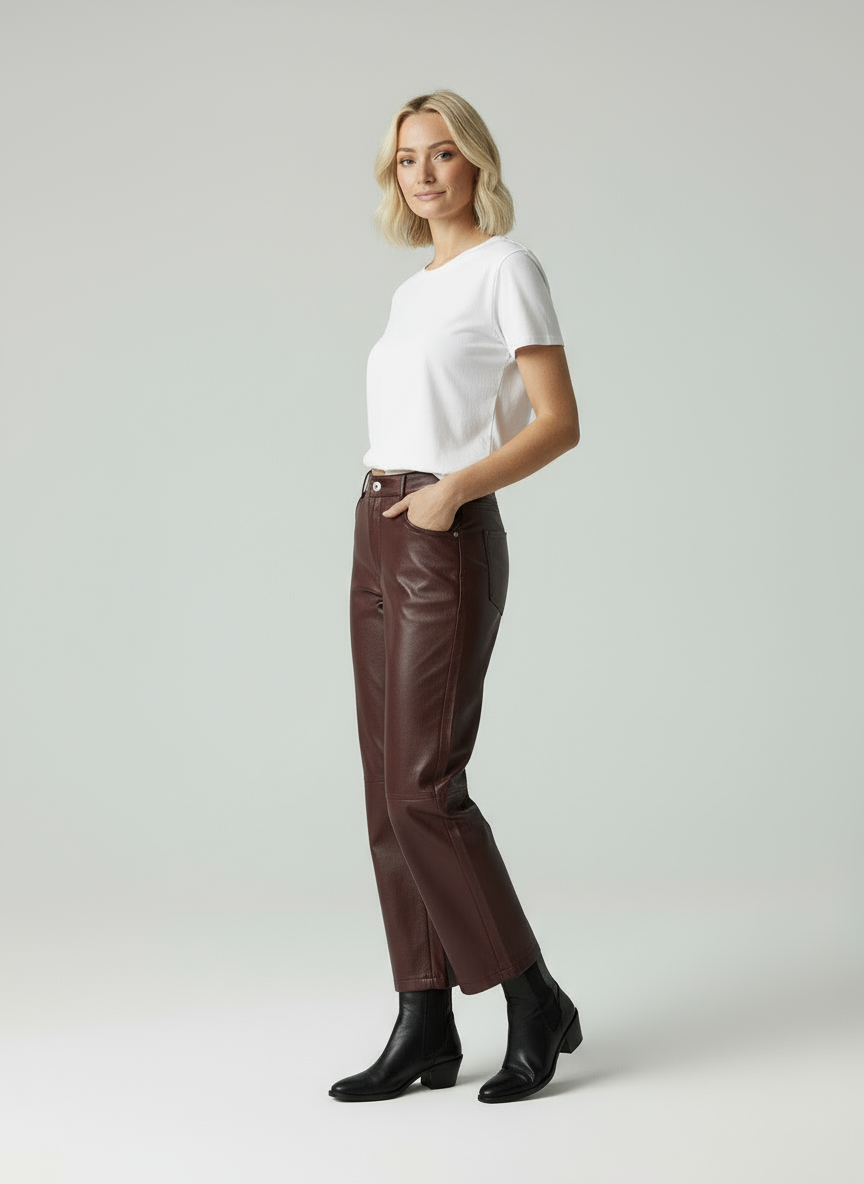 Isabeau | Hohe Taille Gerade Passform Vegane Lederleggings