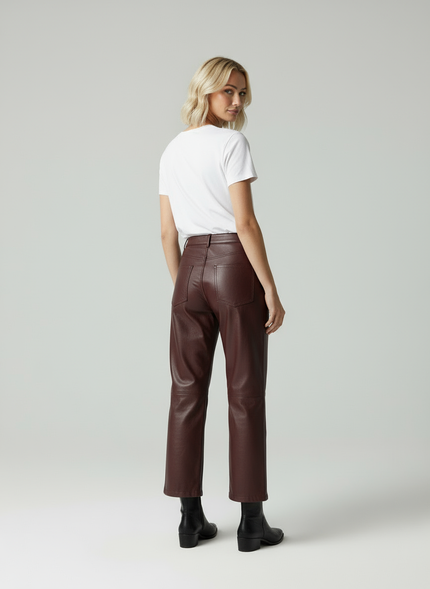 Isabeau | Hohe Taille Gerade Passform Vegane Lederleggings