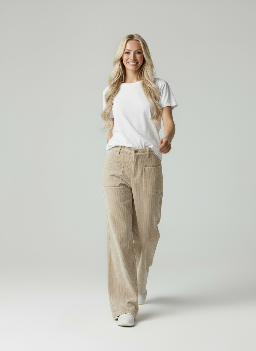 Liza | Weit geschnittene Corduroy-Hose mit Taschen
