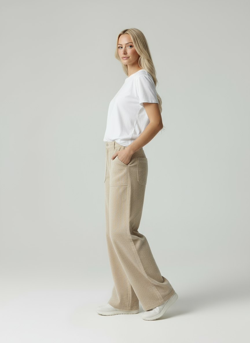 Liza | Weit geschnittene Corduroy-Hose mit Taschen