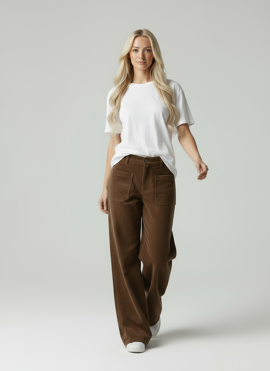 Liza | Weit geschnittene Corduroy-Hose mit Taschen