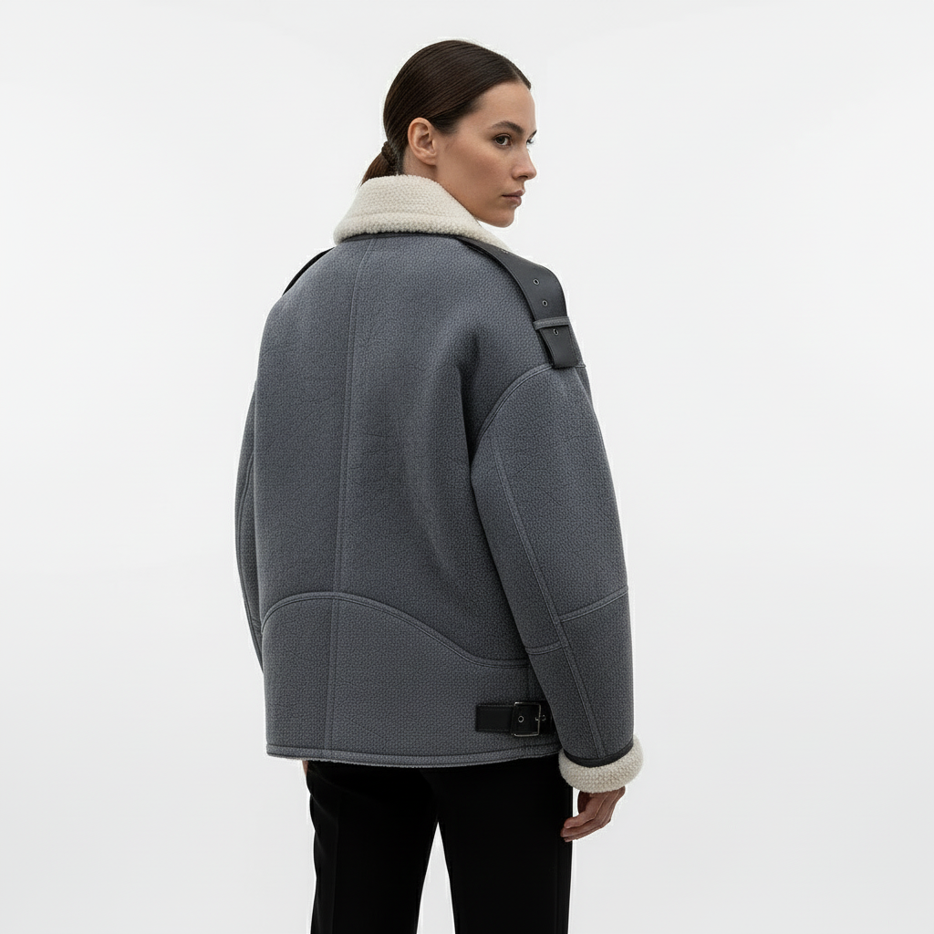 Nara | Oversized Shearling-Jacke mit weitem Kragen